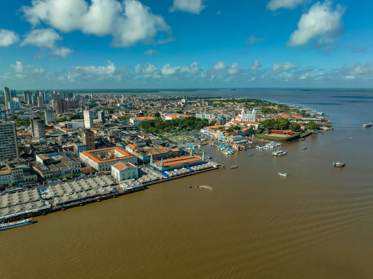 aerial photo with drone of the city Belem do Para in Brazil