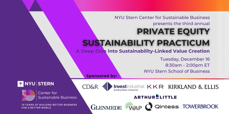 Private Equity Sustainability Practicum (NYU Stern Center for Sustainable Business)