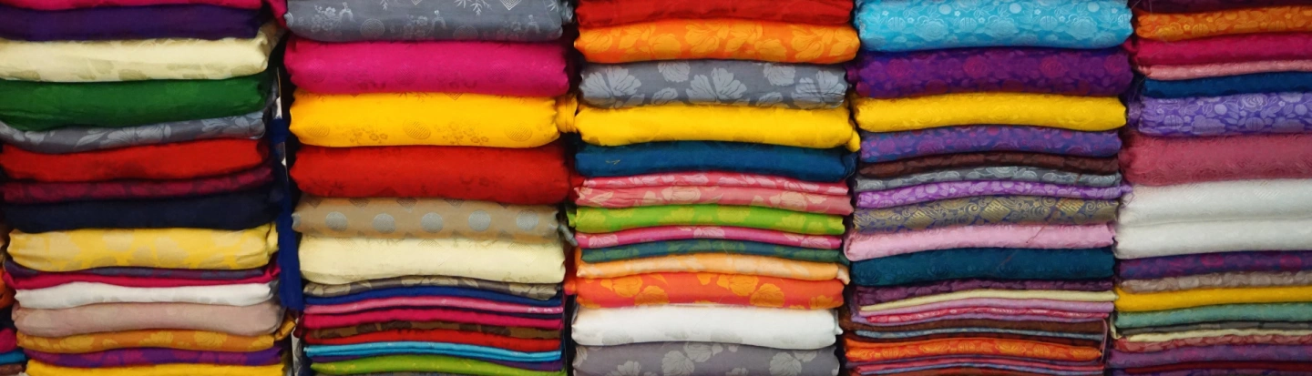 Textiles folded in piles