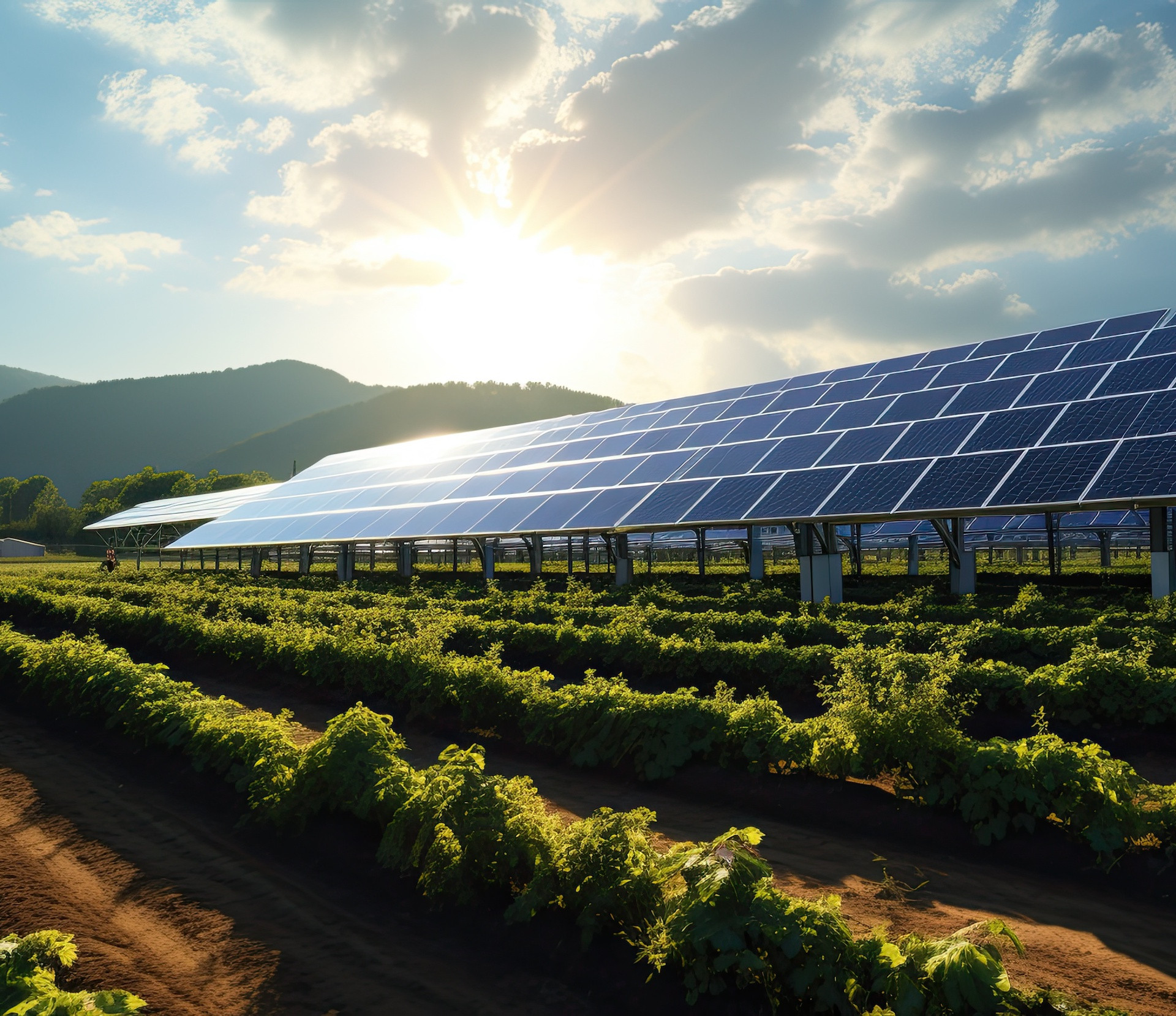 Solar panels on a farm