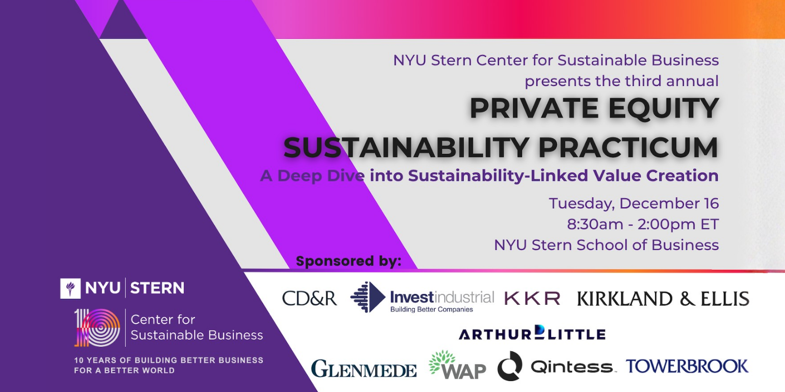 Private Equity Sustainability Practicum (NYU Stern Center for Sustainable Business)